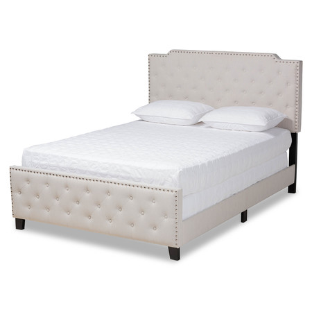 Baxton Studio Marion Beige Upholstered Button Tufted Queen Size Panel Bed 162-10324